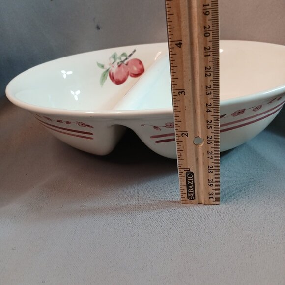 Pfaltzgraff Delicious 10" Oval Divided Vegtable Bowl Made in the USA Apples 2003 - Picture 6 of 8